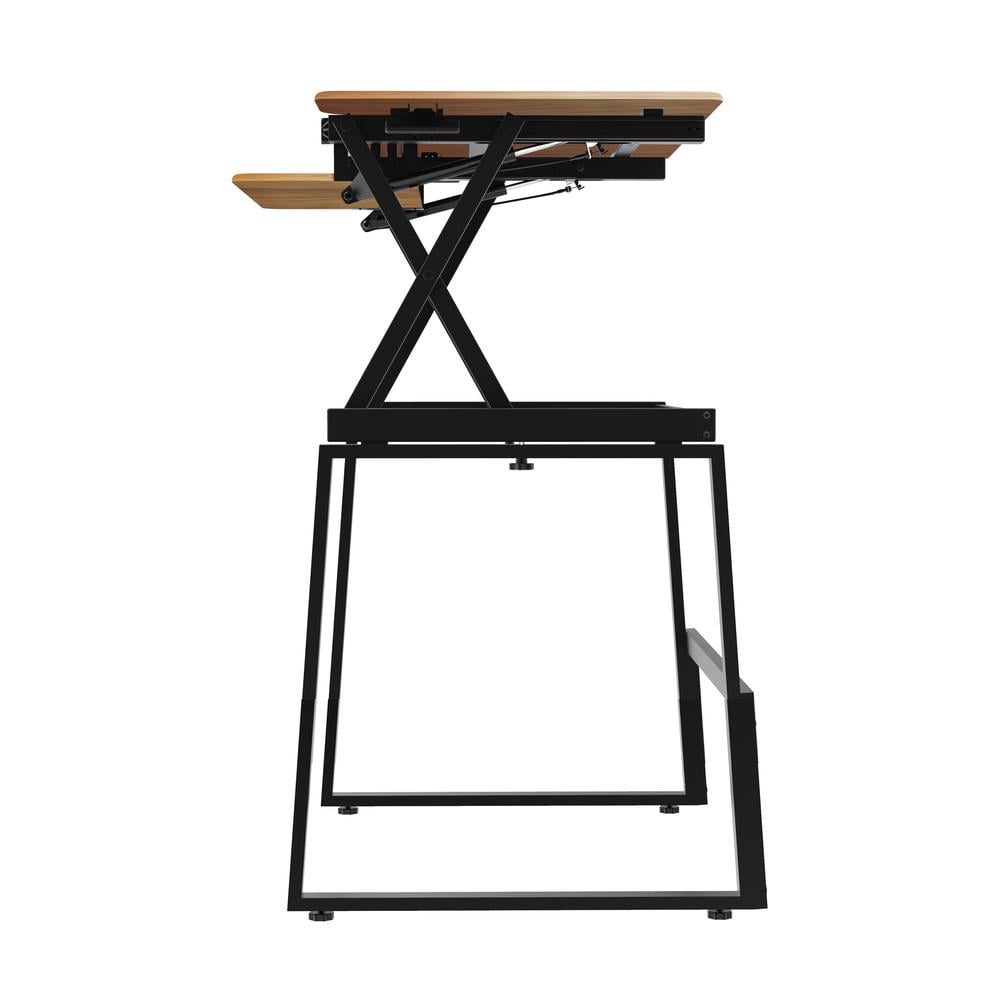 Rocelco 40" Mobile Large Height Adjustable Standing Desk - Teak Wood Grain