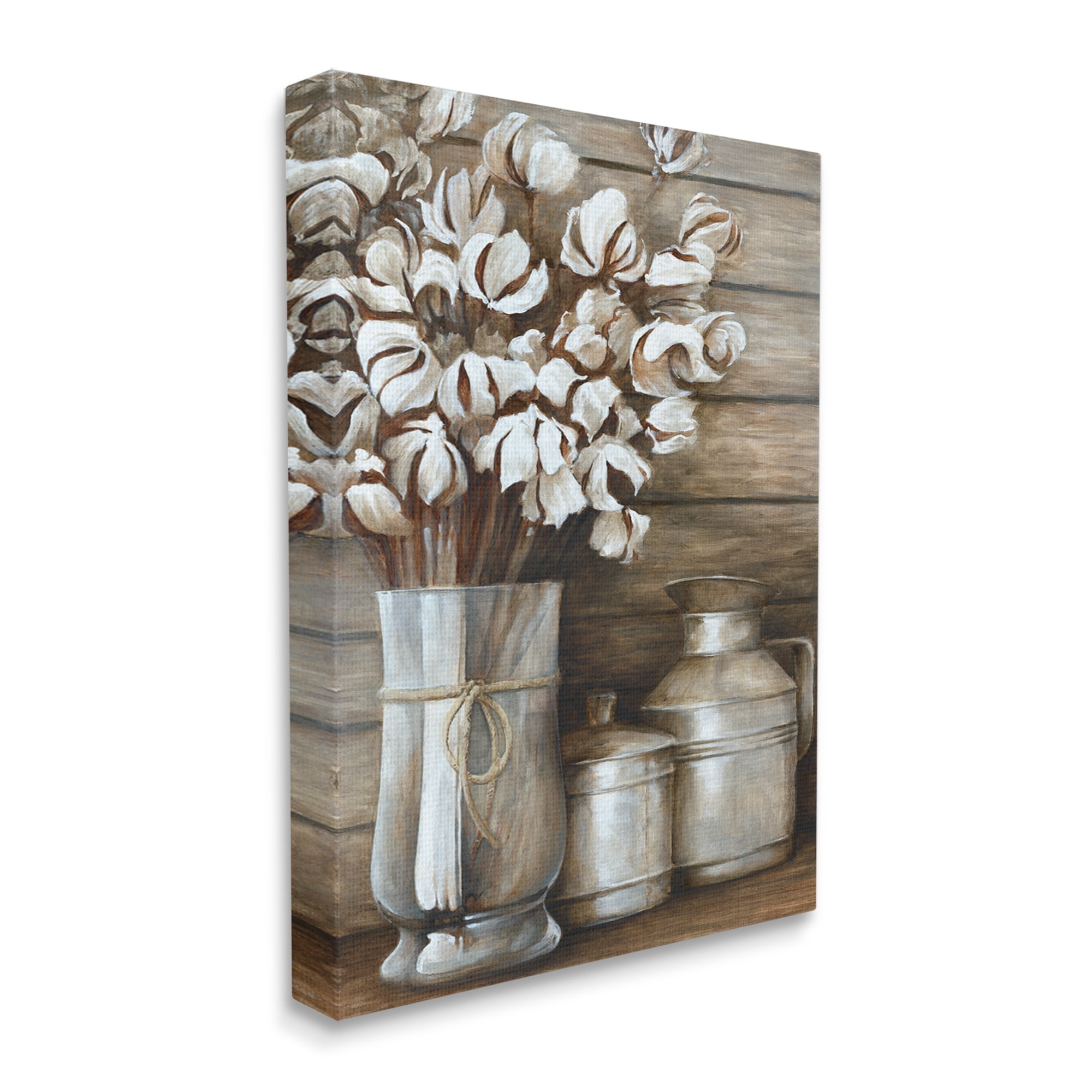 Stupell Industries Traditional Flower Bouquet Rustic Country Cans Painting Gallery Wrapped Canvas Print Wall Art, Design by White Ladder