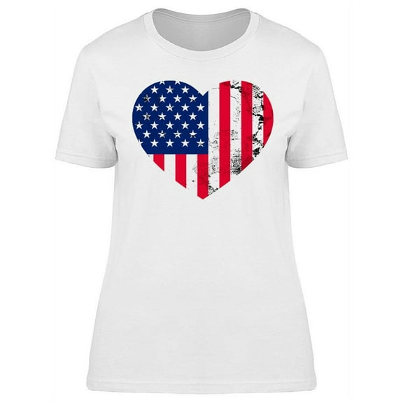 American Heart Flag With Texture T-Shirt Women -Image by Shutterstock, Female Small