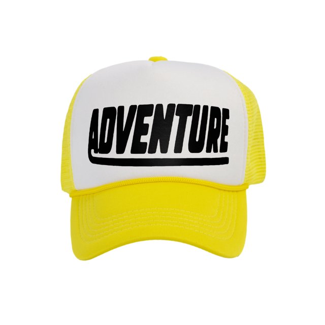 Men's Adventure Hat Outdoor Trucker Cap, White/Yellow