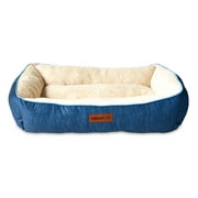 Angle View: Vibrant Life Lounger Pet Bed, Blue Denim, Large