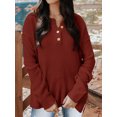thumbnail image 5 of ZAXARRA Chandail d'Hiver pour Femmes Manches Longues Col en V Coupe Ample Tricoté Gaufré, 5 of 5