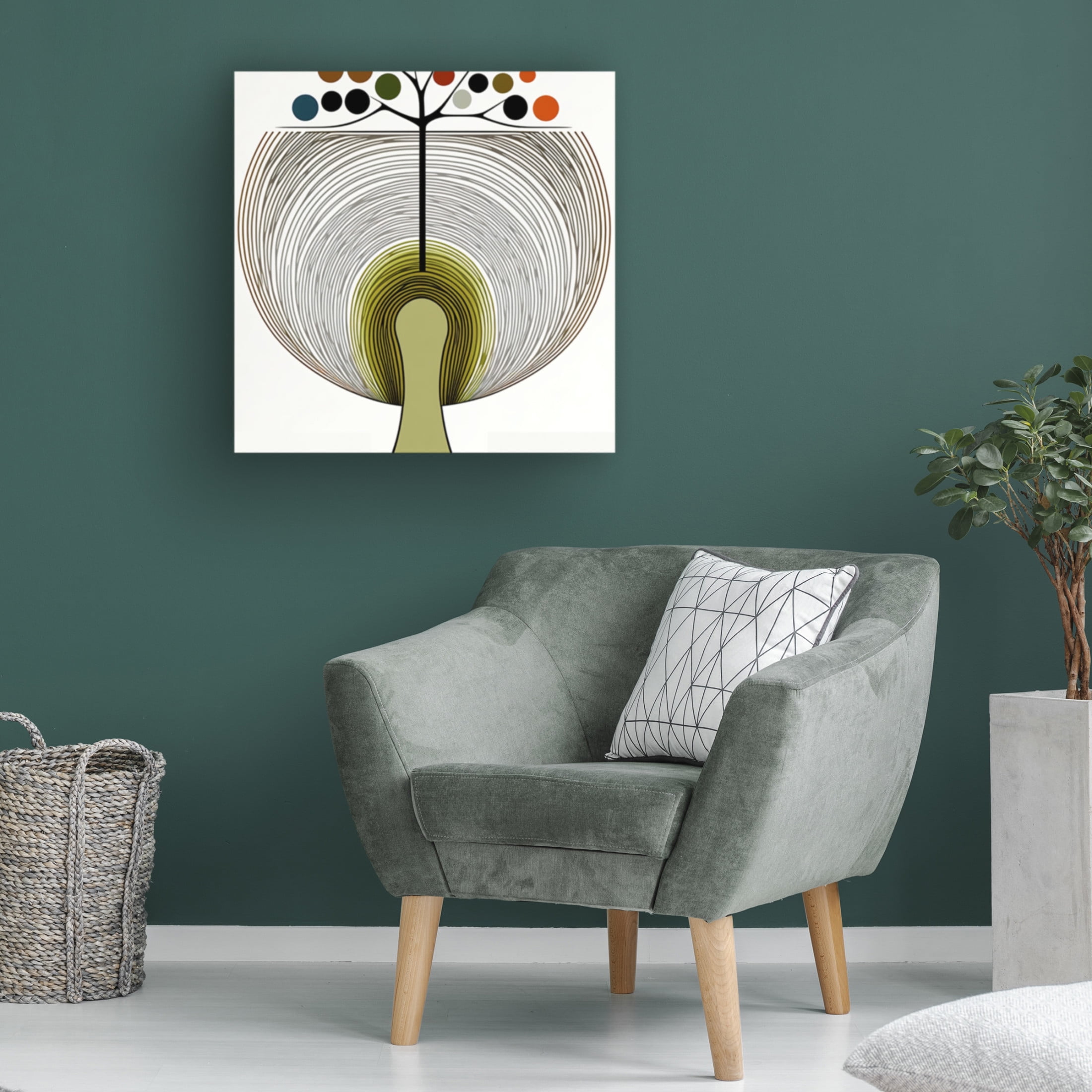 Canvas Wall Art - Ray Heere 'Mid Century Tree Of Life 14' Wall Art for Living Room, Bedroom, or Office Décor by Trademark Fine Art - 35 x 35 Inches