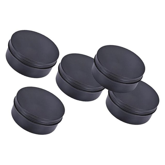 Guardoinrt 5pcs Empty Aluminum Jars Cosmetic Containers Lip Lid Balm Cans Screw Black 250ml 1Set