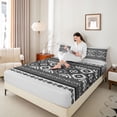 thumbnail image 4 of jejeloiu Aztec Triangle Rhombus Twin Sheet Sets,Gray Black Bedding For Teens Kids 3pcs, 4 of 7