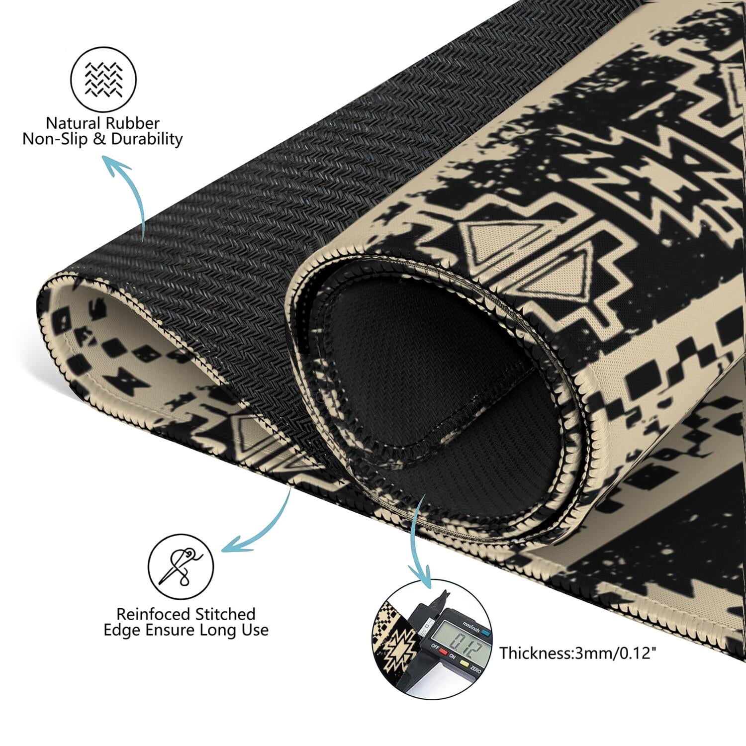 Boho Inspired Extra Large Non-Slip Game Mat 31.5x31.5 Inch Rubber Mahjong Table Cover with Noise Reduction for Playing Tiles Cards and Family Game Nights