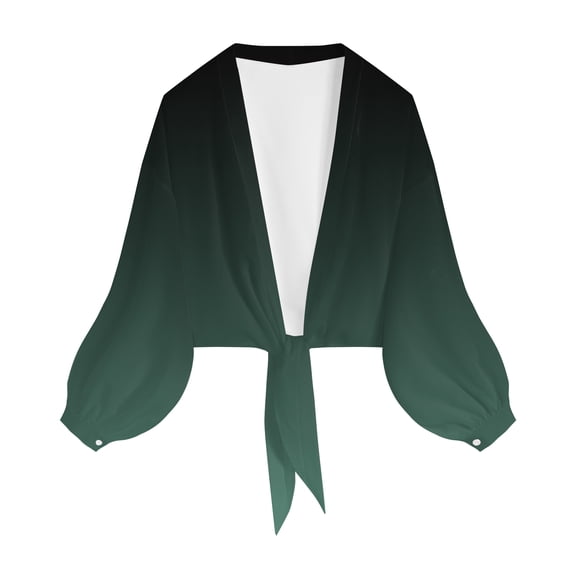 YDFCWXW Elegant Gradient-Tone Cardigan for Women – Lightweight Long Sleeve Chiffon Cover-Up for Casual & Dressy Outfits Dark Green, M