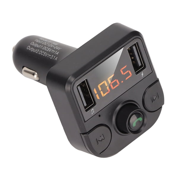 Cargador de coche multifunción LED con Bluetooth 5.0, transmisor FM, reproductor de MP3, llamadas manos libres, carga rápida USB dual