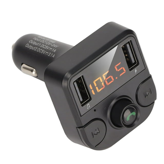 Cargador de coche multifunción LED con Bluetooth 5.0, transmisor FM, reproductor de MP3, llamadas manos libres, carga rápida USB dual
