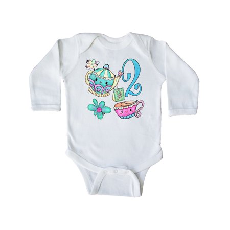 

Inktastic Cute Tea Party 2nd Birthday Gift Baby Boy or Baby Girl Long Sleeve Bodysuit