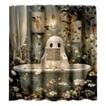 thumbnail image 3 of Coziro Vintage Bathtub Ghost Halloween Shower Curtain 72x72 Dark Floral Waterproof Polyester Bathroom Decor Panel with Real Scene Display, Machine Washable, 3 of 8