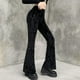 thumbnail image 4 of Pantalones acampanados oscuros para mujer, informales, de cintura alta, con L Jinwen pantalones casuales altos, 4 of 8