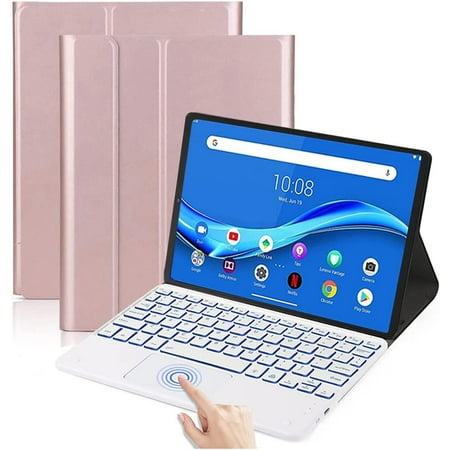 Backlit Touchpad Keyboard Case for Lenovo Tab P11 Pro Gen 2 / Lenovo Pad Pro 2022 11.2 inch, Leather Stand Case Cover with Wireless Keyboard for Tab P11 Pro 2nd Generation (TB132FU), RoseGold