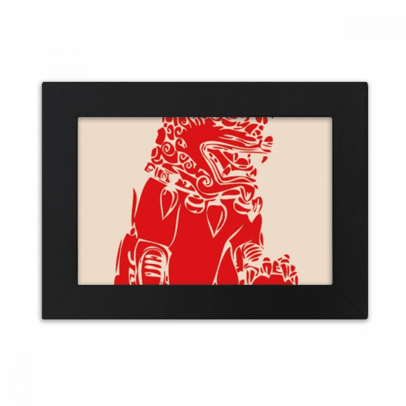 China Red Lion Paper Cut Patriotism Desktop Photo Frame Ornaments Picture Art Painting