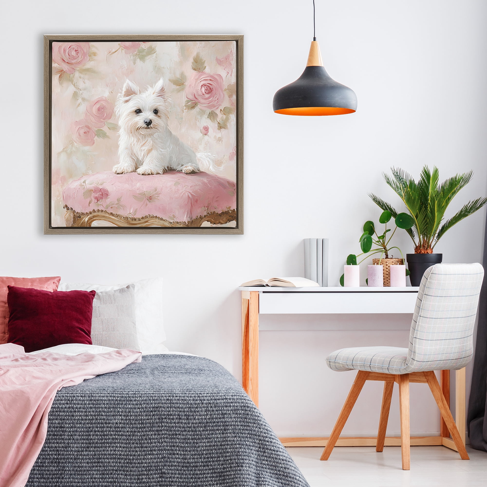 Stupell Industries Fancy Francesca Puppy Brown Framed Floater Canvas Wall Art, design by Tina LeCour