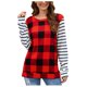 thumbnail image 2 of Pntutb Mujer Moda Casual Manga Larga Cómodo Lattice Stripe Sudadera tops Blusa Pntutb Pntutb-3789, 2 of 5