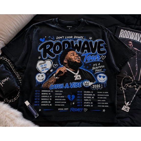 Rod Wave Concert T-Shirt, Dont Look Down Tour 2026 Tee