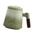 thumbnail image 4 of Taza de té de cerámica con asa para beber, ideal para jardín, hotel y bebidas. Verde degradado, 4 of 9