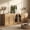 Bijou Camel ACC, variant on BELLEZE 3-Piece Sideboard Cabinet Set Freely Configurable, Modern Wood Modular Cabinet contain 2 3-Drawer Storage and Display Glass Door, Accen Storage Console for Dining Room Living Room, Camel