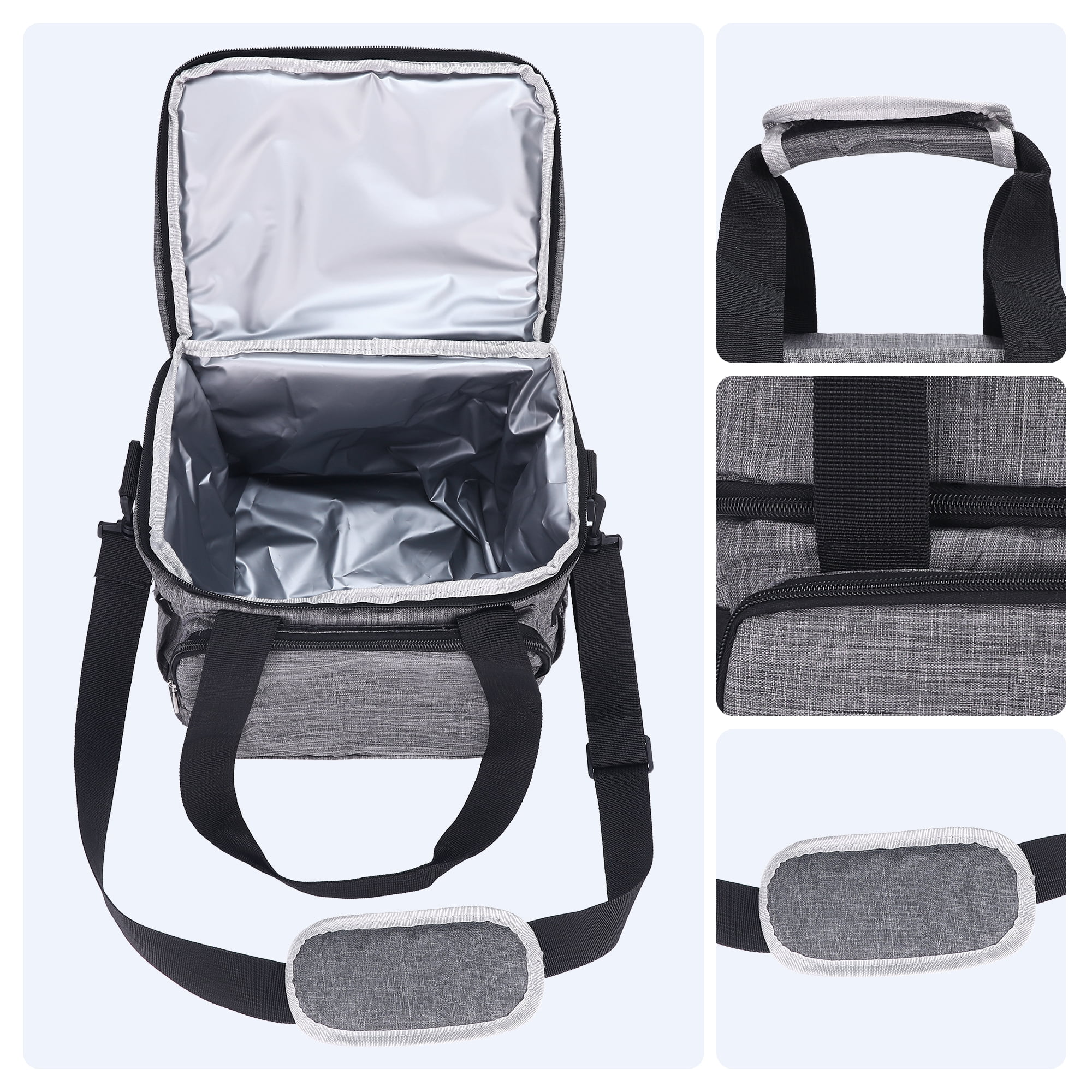 Unique Bargains Insulated Lunch Bag for Work, Office, Picnic Gray