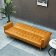 thumbnail image 3 of Tcbosik Velvet Upholstered Convertible Futon Sofa Bed with Adjustable Back for Living Room, Bedroom, Ginger, 3 of 9