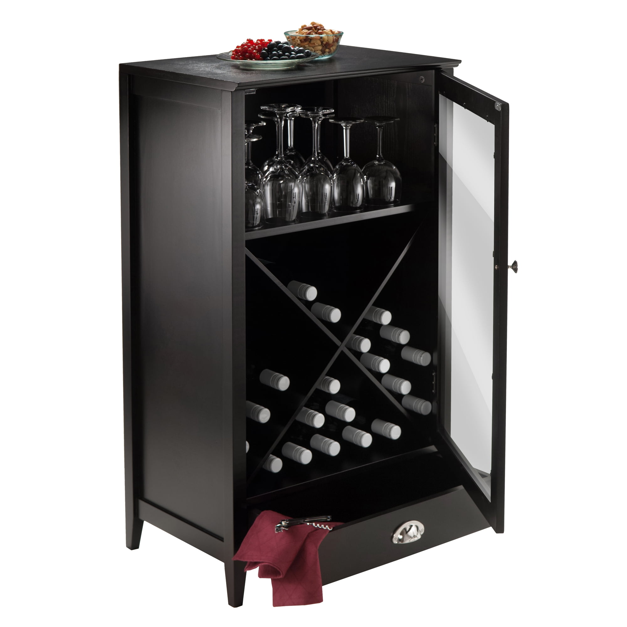Winsome Wood Bordeaux 3pc Modular Wine Cabinet Set Espresso Finish Walmart Com Walmart Com