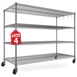TrumanPick 4-Tier Heavy-Duty Wire Shelving Unit, Chrome, 2400 Lbs