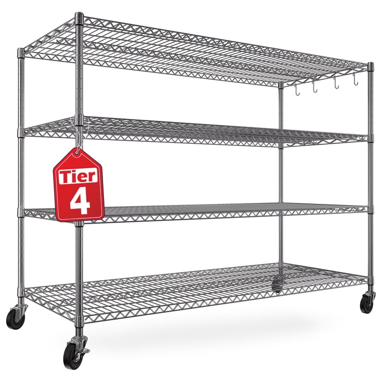 TrumanPick 4-Tier Heavy-Duty Wire Shelving Unit, Chrome, 2400 Lbs photo 1