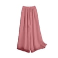 thumbnail image 4 of Womens Culottes Pants High Waist Solid Satin Chiffon Palazzo Pants Wide Leg Ankle Lightweight Soft Trousers, 4 of 4