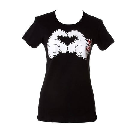 womens heart hand symble black short sleeve t shirt walmart com