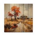 thumbnail image 3 of Designart "Farm Autumn Hues horizon II" Farmhouse Print on Natural Pine Wood, 3 of 5