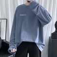 thumbnail image 6 of sunsanly Men T Shirt Fashion Letters Print Round Neck Long Sleeves Loose Casual Spring Autumn Male Basic Pullover Top Streetwear, 6 of 7