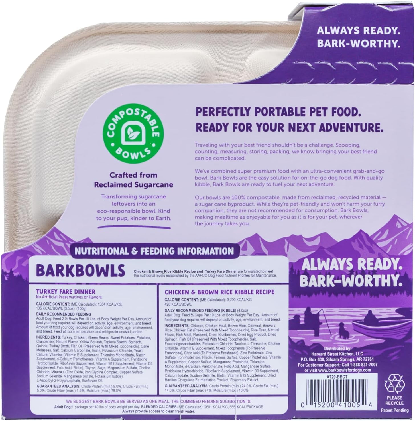 Bark Bowls On The Go Dog Food, Turkey Fare Dinner - 7.5 oz Trays (6 Count), Made in The USA with Real Turkey