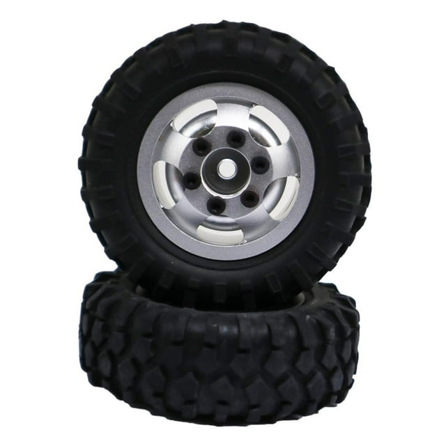 ZheElen 2x 1/24 Wheel Rims Tyre RC Upgrade Part Plastic Wear-resistant Rc Wheel Rims Tyre For Axial SCX24 RC Car Part Silver