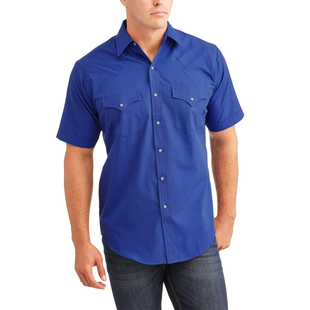 Plains Western Wear - Men's Short Sleeve Solid Western Shirt - Walmart ...