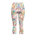 thumbnail image 5 of SCRAWLGOD Rainbow Print Elastic Capri Leggings for Women, High Waist Non-See-Through Yoga Leggings with Pockets, Lightweight Breathable Tummy Control Capri Tights, S, 5 of 7