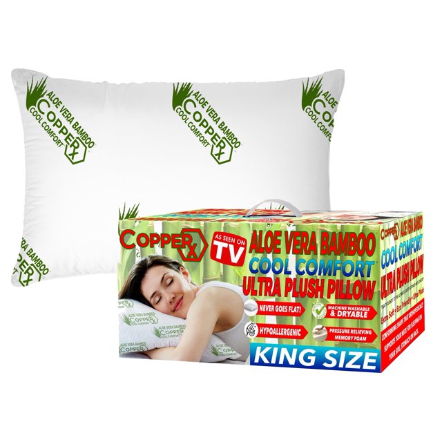 CopperX Ultra Plush Pillow, Hypoallergenic Aloe Vera Bamboo Cooling