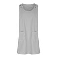 thumbnail image 4 of WIZUTIZ Womens Dresses Summer Baggy Casual Relaxed Fit Mini Dress Striped Sun Dresses Crew Neck Sleeveless Pleated Dress for Ladies with Pockets&Button Down Super Soft Wedding Dress Gray, 4 of 6