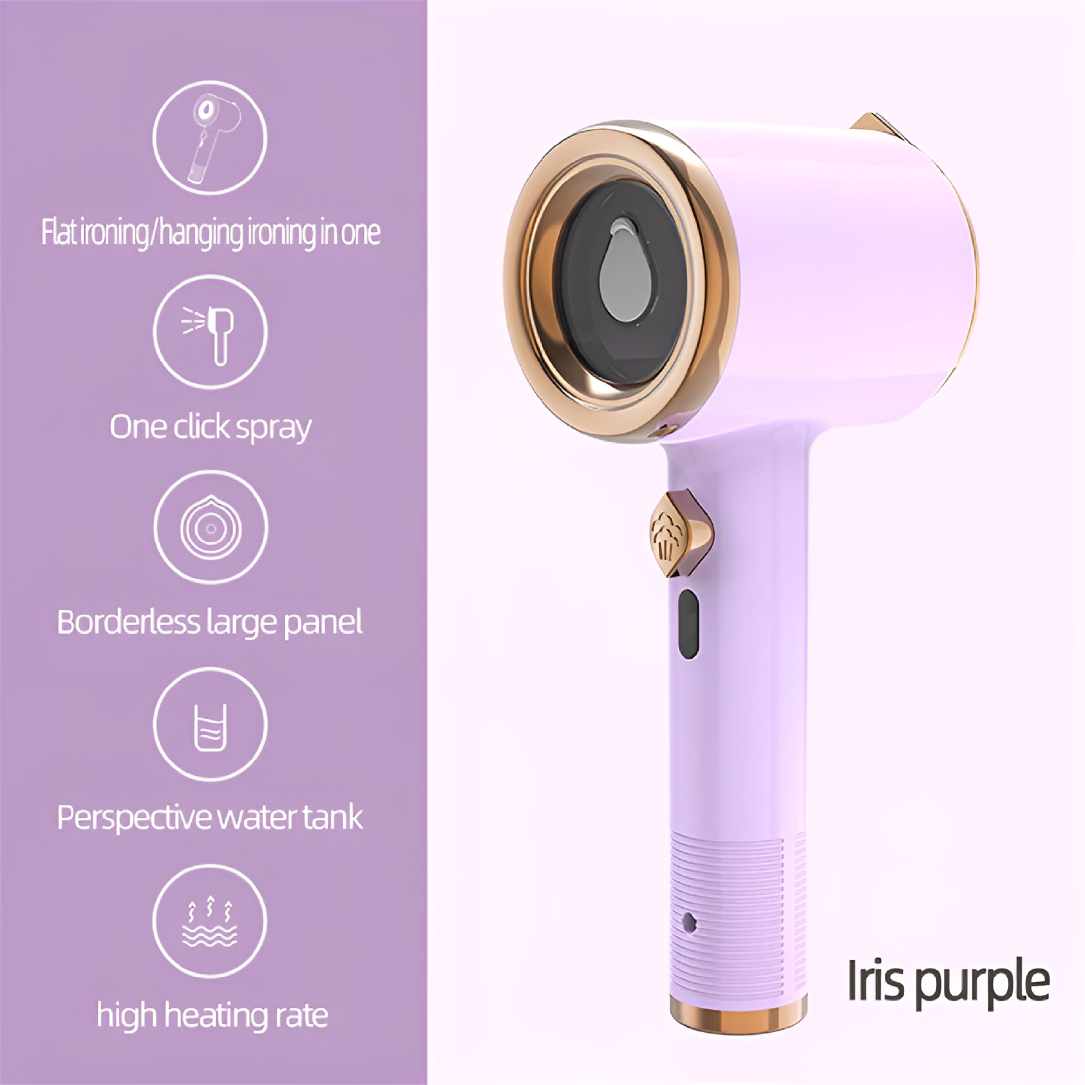 HIBIBUD 2026 New Portable Mini Ironing Machine,Fast Preheating Steam Dry Ironing for Home and Travel (Purple),For Travel,Home Use,Clothes Steaming,Quick Wrinkle Removal,Compact Garment Care