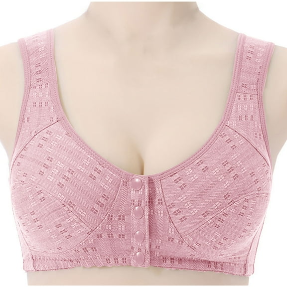 YWDJ Bras for Women Sleeping Front Closure Bras Wirefree Sleep Bras Wide Strap Full Coverage Push up Wrap Comfy Bras Padded Plus Size Comfy Bras Solid Lounge Bras Pink 3XL