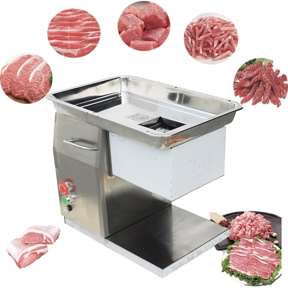 INTBUYING Commercial Meat Cutting Machine 8mm Blade Multifunctional Integration Stainless Steel Meat Cutter QX