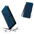 thumbnail image 4 of Flip Case for iPhone 16 Plus, Totem Embossed Flowers Premium PU Leather Wallet Folio Cover with Card Holder Kickstand Compatible with iPhone 16 Plus - Blue, 4 of 13
