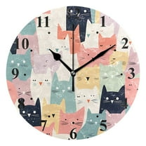 Full Of Cats Black 10 inch Wall Clocks Non Ticking Easy to Read Battery Decorative for Home Bathroom Kitchen Bedroom Living Room