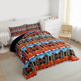 thumbnail image 3 of Manfei Western Retro Aztec Queen Comforter Set, Bohemian Hippie Geometric Bedding Sets, Teens Kids Adult Reversible Bedding Comforter Set, Breathable Home Decor, 3 Pieces, 3 of 8