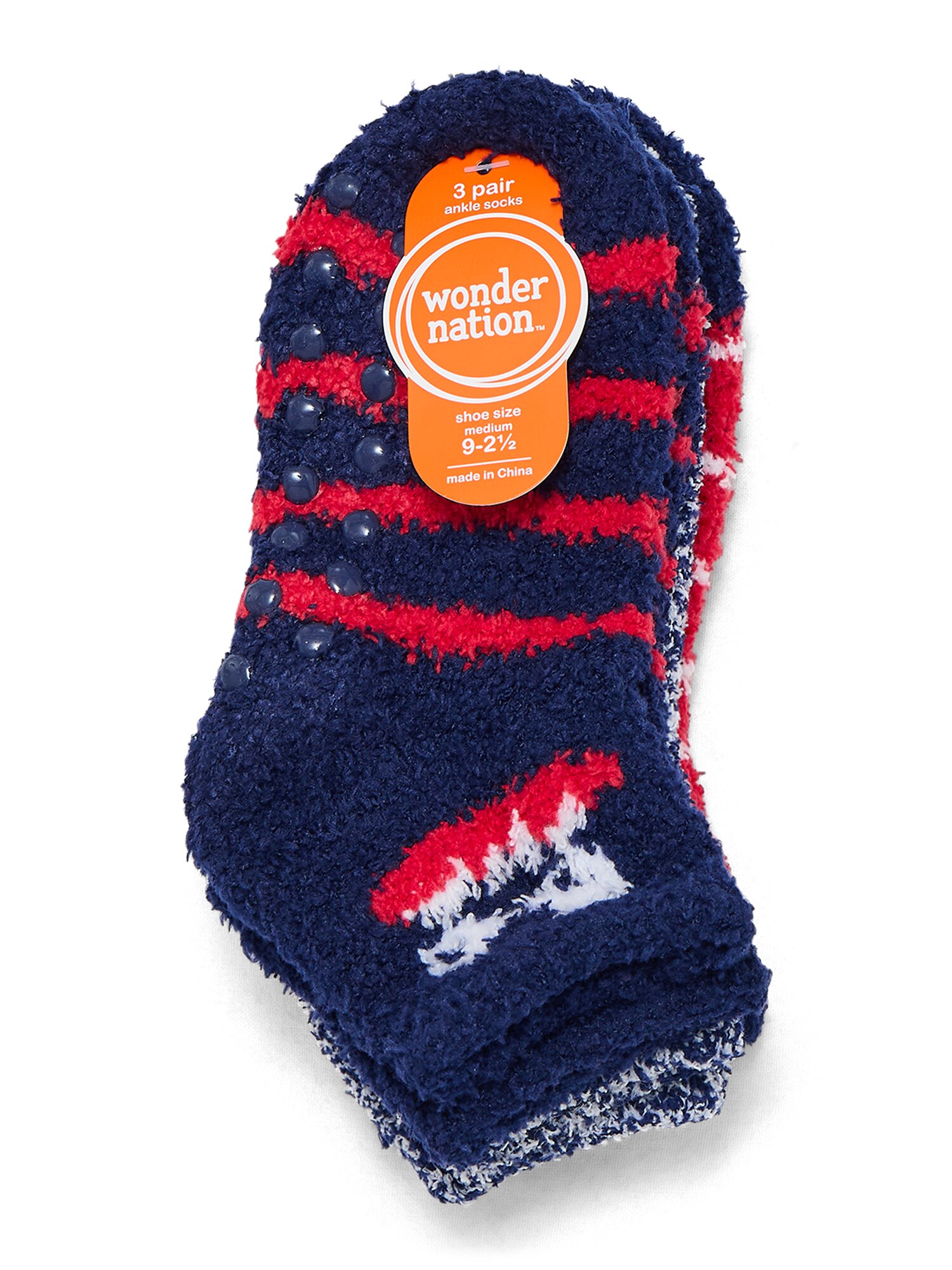 Wonder Nation Boys Funny Face Icon Cozy Ankle Socks, 3-Pack, Size M, Shoe Sizes 2.5-9