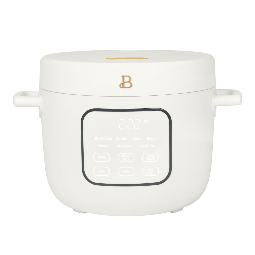Beautiful 14-Cup Cooked, 6-Cups Uncooked Electric Rice and Grain Cooker, EverGood™ Ceramic Nonstick Coating, White Icing by Drew Barrymore