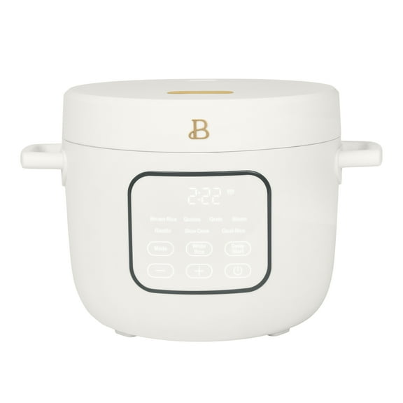 Beautiful 14-Cup Cooked, 6-Cups Uncooked Electric Rice and Grain Cooker, EverGood™ Ceramic Nonstick Coating, White Icing by Drew Barrymore