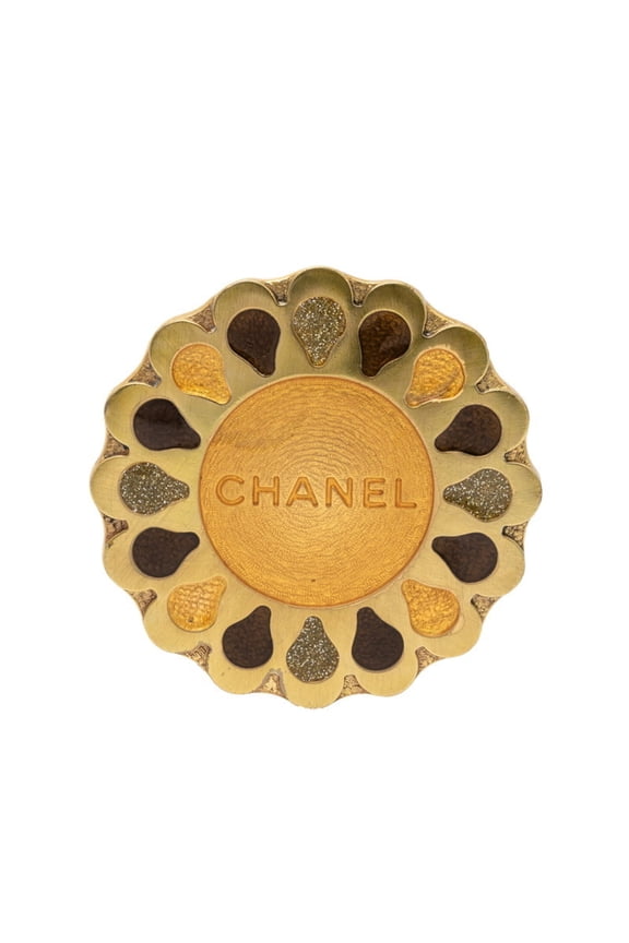 Pre-Owned Chanel Logo Brooch, Gold Plated, Women's CHANEL