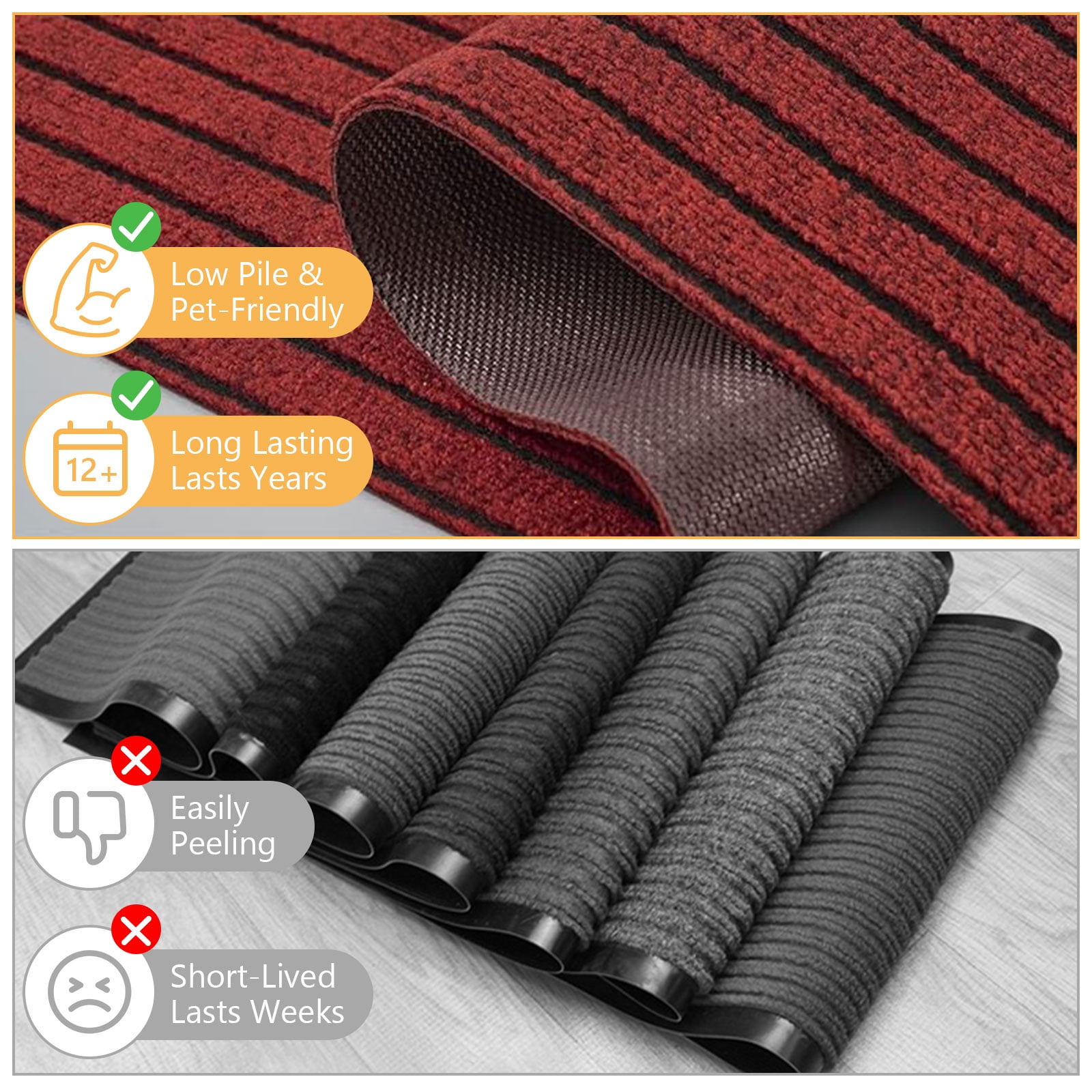 Semfri Runner Carpet Runner Rugs 3 x 6 ft Indoor Outdoor Rugs Area Rugs for Kitchen Bathroom Balcony Garage Entryway Stair Aisle Hallway Red