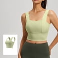 thumbnail image 2 of Iugvhana Womens Seamless Sports Bra Wide Strap Breathable Anti-Sagging Yoga Bra with Built-in Pads Push-Up Gym Workout Cami Tank Tops Green M, 2 of 6